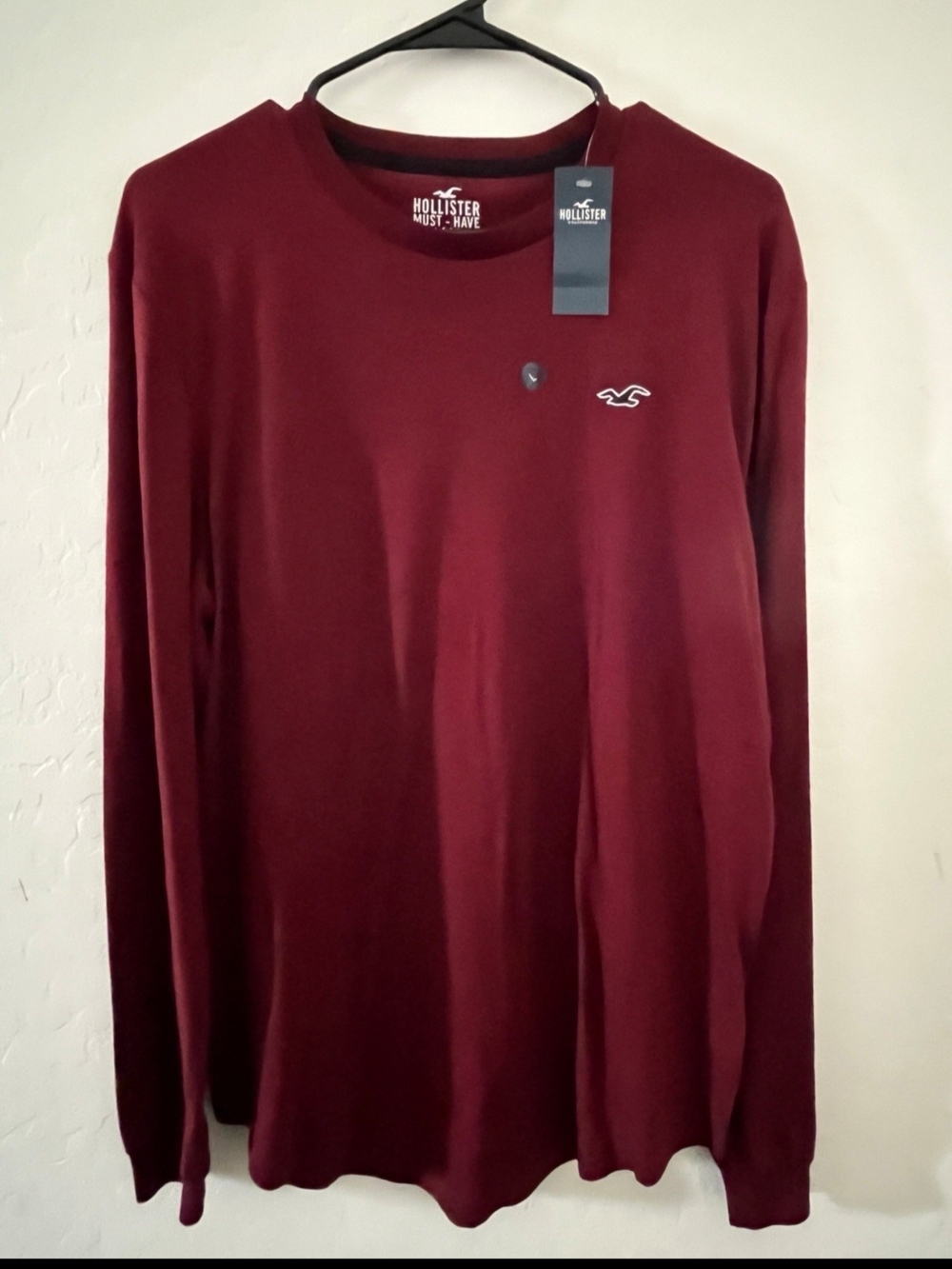 Hollister Long-Sleeve Crew Tee - Burgundy